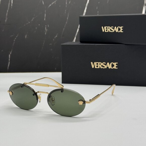 NEW VERSACE VE2295 1002/71 SUNGLASSES GOLD/GREEN WOMEN VERSACE VE2295 100271 main image 6